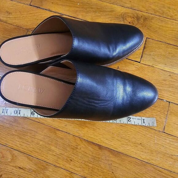 J Crew Heeled Mules Womens Size 8.5 Black Vegan Leather Stacked Block Heel - Picture 7 of 8
